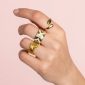 Bague ajustable motifs géométriques en émail coloré en acier inoxydable doré
