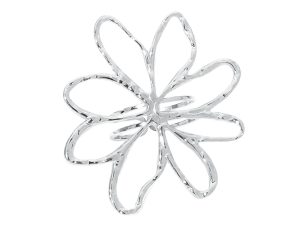 Bague ajustable fleur filigrane en acier inoxydable argenté