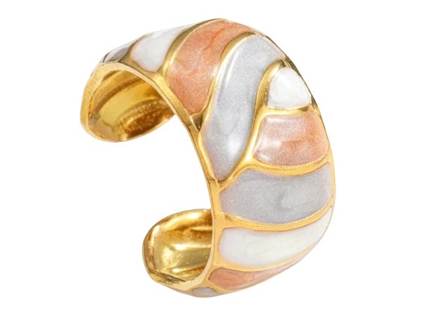 Bague ajustable bohème en émail coloré en acier inoxydable doré