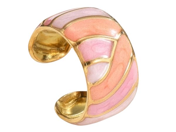 Bague ajustable bohème en émail coloré en acier inoxydable doré
