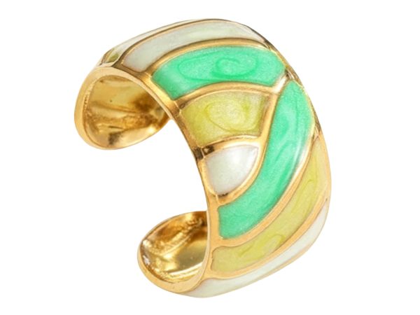 Bague ajustable bohème en émail coloré en acier inoxydable doré