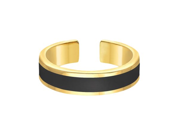 Bague ajustable avec bande émail coloré en acier inoxydable doré