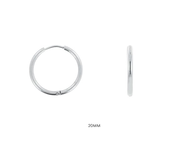 Créoles en acier inoxydable argenté | Largeur: 2mm