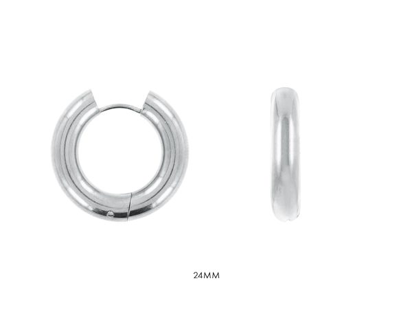 Créoles en acier inoxydable argenté | Largeur: 5mm