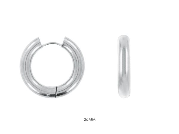Créoles en acier inoxydable argenté | Largeur: 5mm