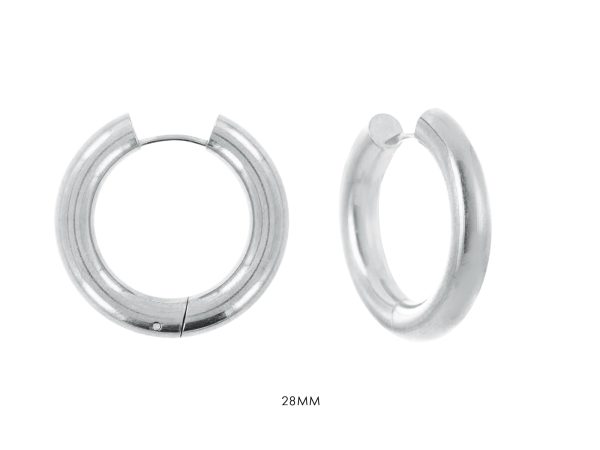 Créoles en acier inoxydable argenté | Largeur: 5mm