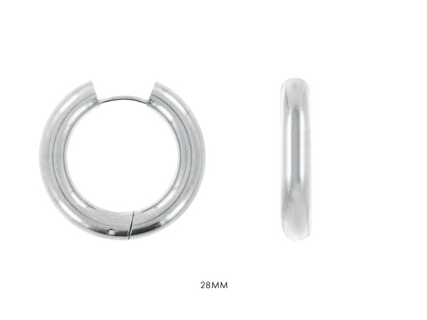 Créoles en acier inoxydable argenté | Largeur: 5mm