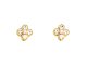 Boucles d'oreilles trèfle 4 feuilles cristaux fantaisie en acier inoxydable doré