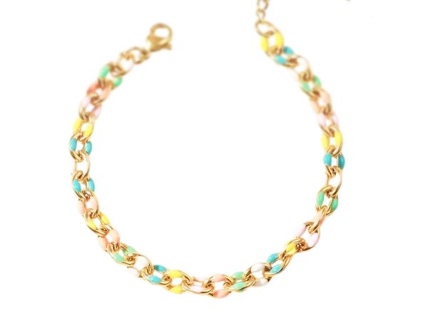 BRA24MOVALEMA-GOLD.jpg Chaîne de cheville maille ovalisée colorées en acier inoxydable doré