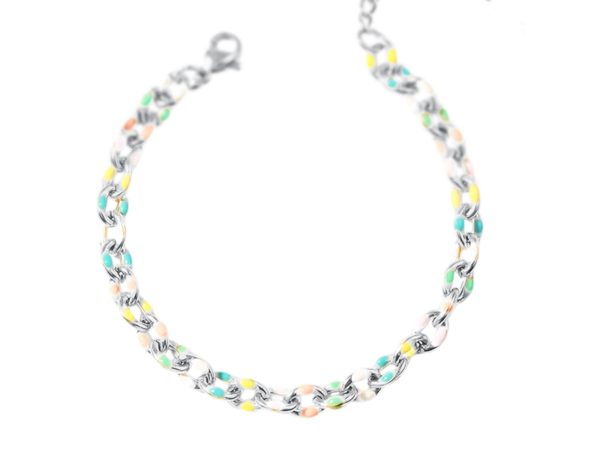 BRA24MOVALEMA-RH.jpg Chaîne de cheville maille ovalisée colorées en acier inoxydable argenté