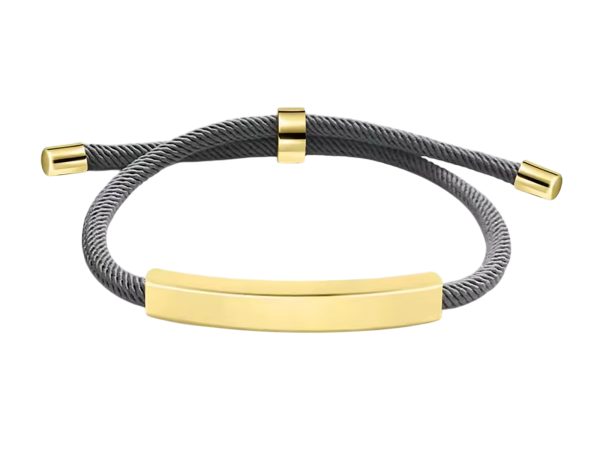 Bracelet ajustable unisexe plaque à personnaliser en acier inoxydable doré