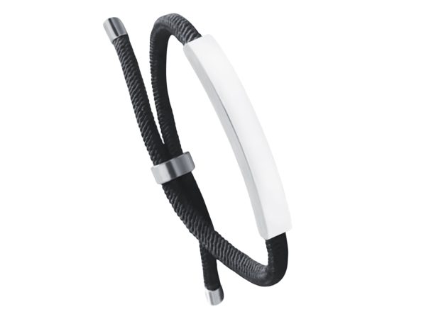 Bracelet ajustable unisexe plaque à personnaliser en acier inoxydable argenté