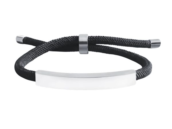 Bracelet ajustable unisexe plaque à personnaliser en acier inoxydable argenté