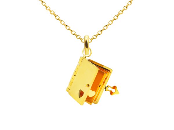 Collier chaîne maille forçat livre "Ecris ton histoire" à personnaliser en acier inoxydable doré