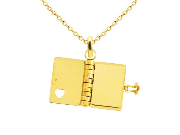 Collier chaîne maille forçat livre "Ecris ton histoire" à personnaliser en acier inoxydable doré
