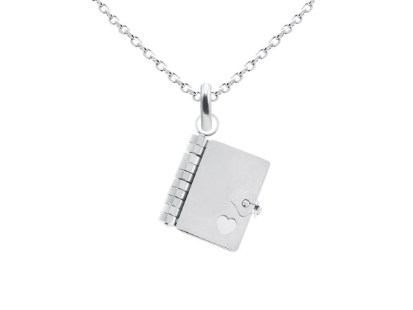 Collier chaîne maille forçat livre "Ecris ton histoire" à personnaliser en acier inoxydable argenté