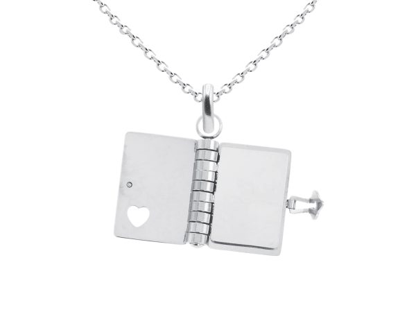Collier chaîne maille forçat livre "Ecris ton histoire" à personnaliser en acier inoxydable argenté