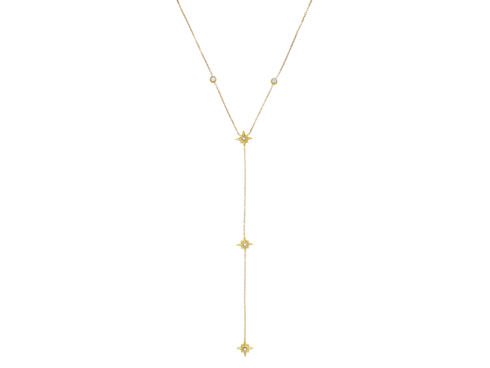 Collier cravate étoiles polaires en acier inoxydable doré