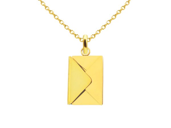 Collier chaîne maille forçat enveloppe "message secret" à personnaliser en acier inoxydable argenté