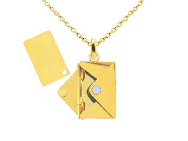 Collier chaîne maille forçat enveloppe "message secret" à personnaliser en acier inoxydable argenté