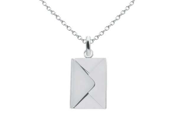 Collier chaîne maille forçat enveloppe "message secret" à personnaliser en acier inoxydable argenté