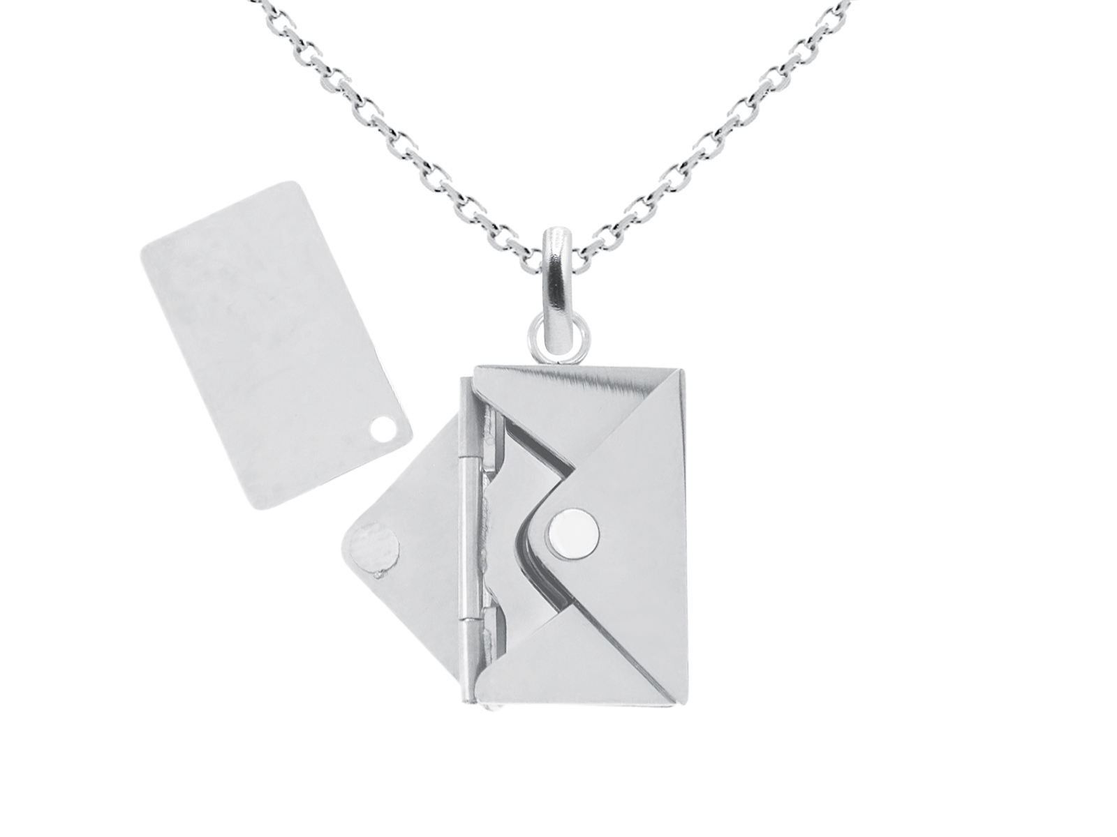 Collier chaîne maille forçat enveloppe "message secret" à personnaliser en acier inoxydable argenté