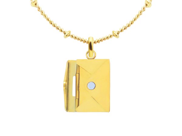 Collier chaîne maille boule alternée enveloppe "message secret" à personnaliser en acier inoxydable doré