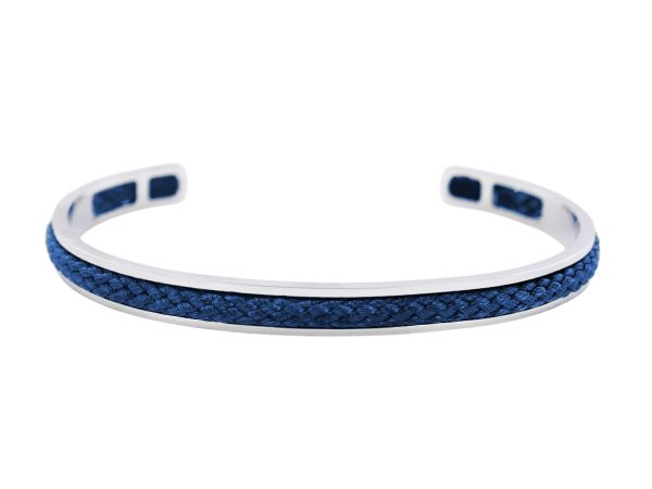 Jonc ajustable homme insert corde coloré en acier inoxydable argenté