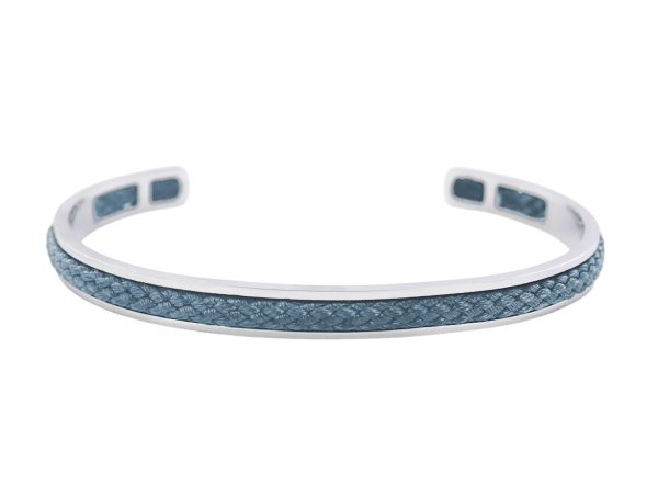 Jonc ajustable homme insert corde coloré en acier inoxydable argenté