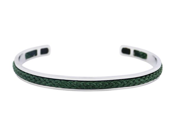 Jonc ajustable homme insert corde coloré en acier inoxydable argenté