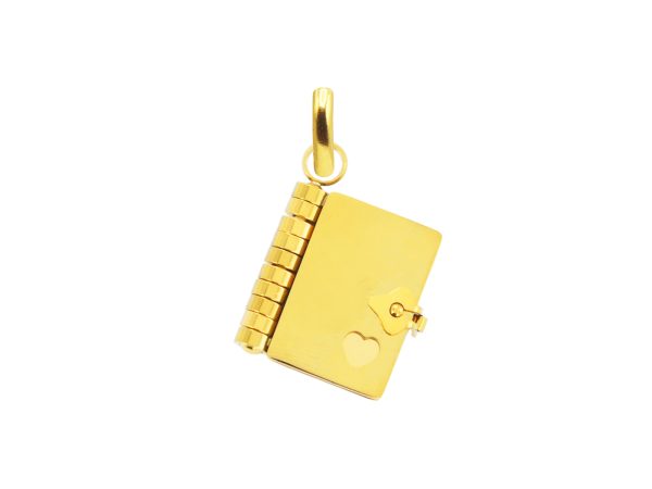 Pendentif livre "Ecris ton histoire" à personnaliser en acier inoxydable doré