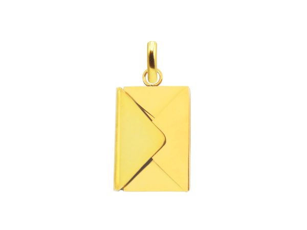Pendentif enveloppe "message secret" à personnaliser en acier inoxydable doré