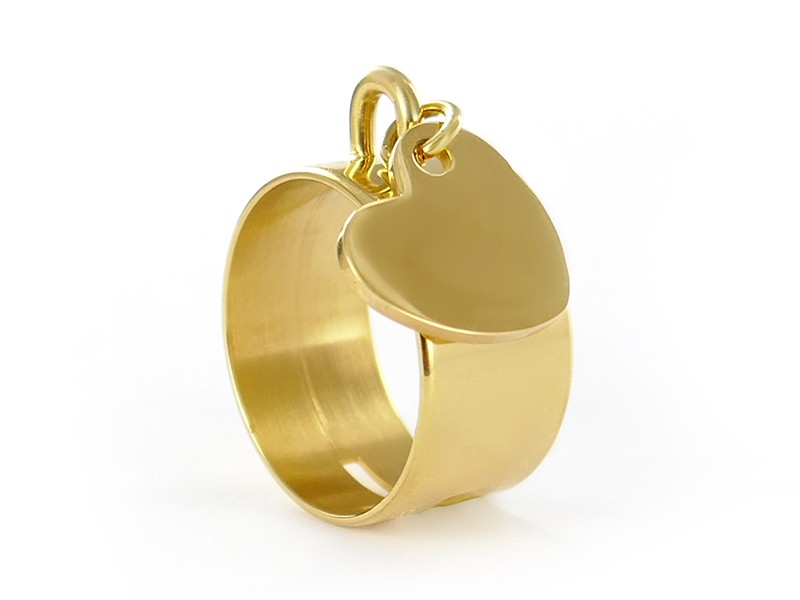 Bague acier charm's petit coeur à personnaliser doré