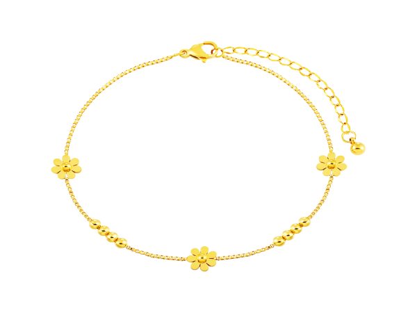 Bracelet fleurs en acier inoxydable doré