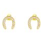 Boucles d'oreilles fer à cheval oxydes de zirconium blancs en acier inoxydable doré