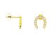Boucles d'oreilles fer à cheval oxydes de zirconium blancs en acier inoxydable doré