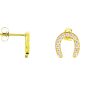 Boucles d'oreilles fer à cheval oxydes de zirconium blancs en acier inoxydable doré