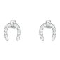Boucles d'oreilles fer à cheval oxydes de zirconium blancs en acier inoxydable argenté