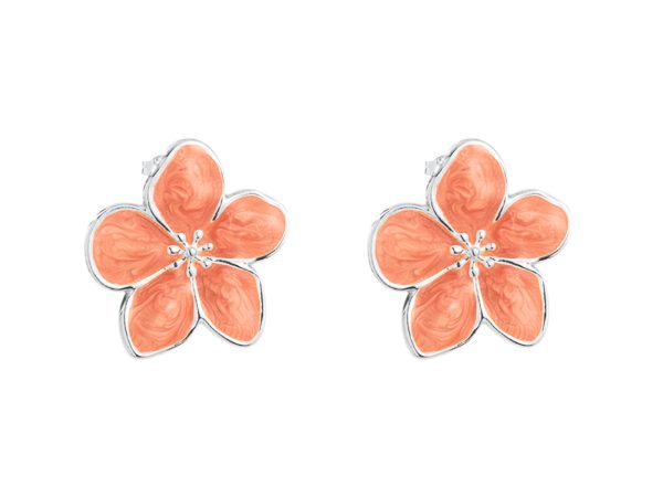 Boucles d'oreilles fleur colorée en acier inoxydable argenté