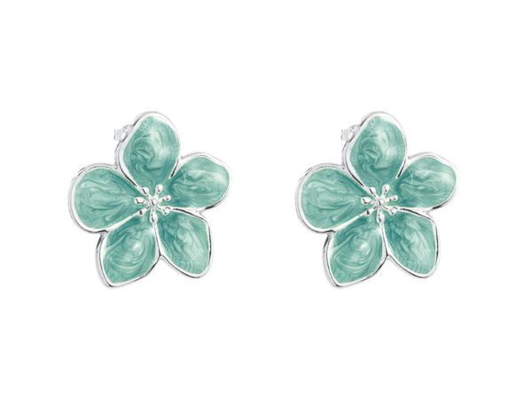 Boucles d'oreilles fleur colorée en acier inoxydable argenté