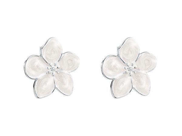 Boucles d'oreilles fleur colorée en acier inoxydable argenté