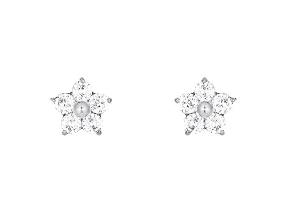BOFLEUROZ-RH.jpg Boucles d'oreilles fleur oxydes de zirconium blancs en acier inoxydable argenté
