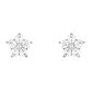 Boucles d'oreilles fleur oxydes de zirconium blancs en acier inoxydable argenté