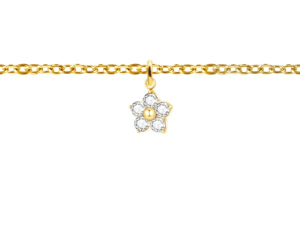 BRA1CHFLEUROZ-GOLD.jpg Bracelet chaînette fleur oxydes de zirconium blancs en acier inoxydable doré