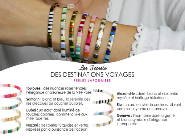 Bracelet élastique agrémenté de perles japonaises colorées