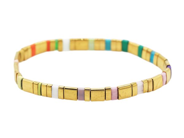 Bracelet élastique agrémenté de perles japonaises colorées
