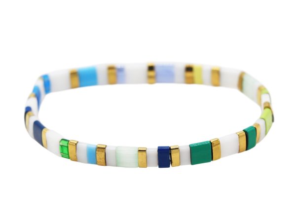 Bracelet élastique agrémenté de perles japonaises colorées