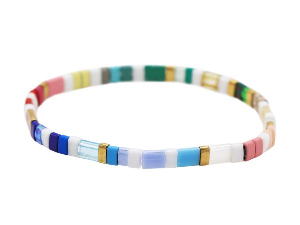 Bracelet élastique agrémenté de perles japonaises colorées