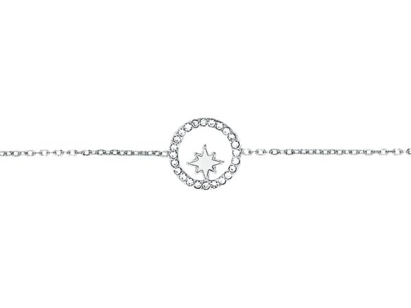 Bracelet étoile nacre et cercle oxydes de zirconium en acier inoxydable argenté