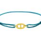 Bracelet ajustable cordon pailleté avec pendentif maille marine en acier inoxydable doré